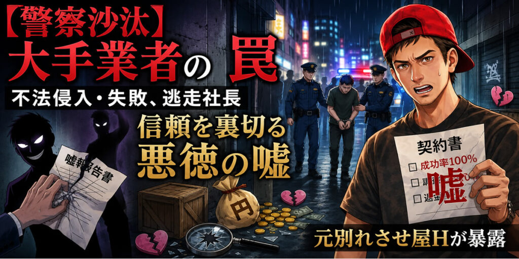 【警察沙汰のリアル】大手別れさせ屋の不法侵入で関係が完全破綻…元プロが暴露する悪徳業者の嘘と逃亡劇
