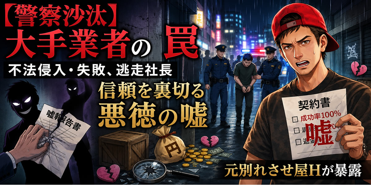 【警察沙汰のリアル】大手別れさせ屋の不法侵入で関係が完全破綻…元プロが暴露する悪徳業者の嘘と逃亡劇