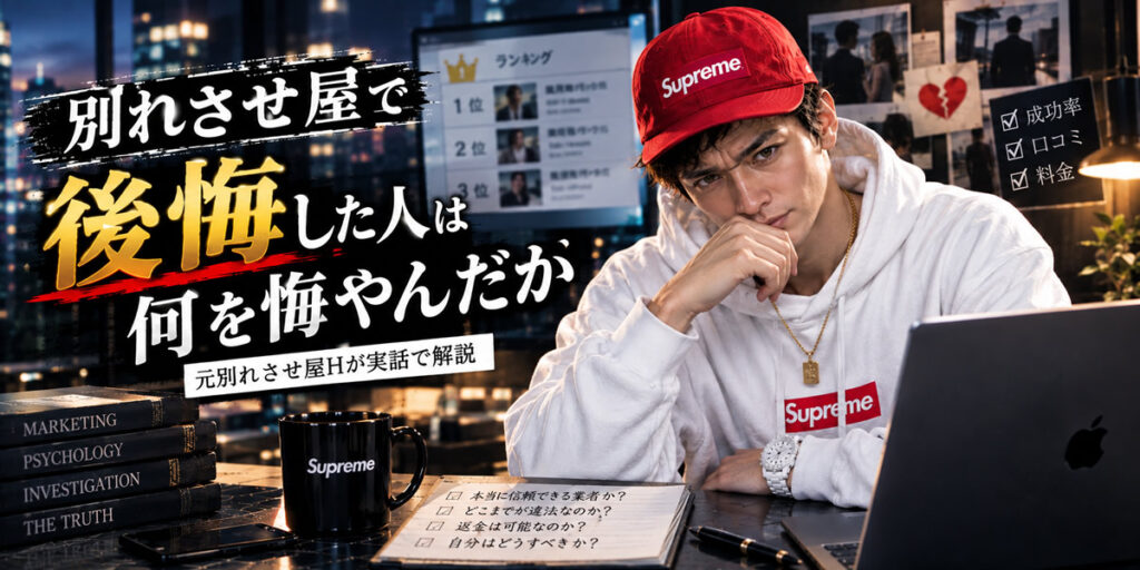 別れさせ屋に依頼して後悔した人が何を悔やんだかを元別れさせ屋Hが実話で解説するイメージ