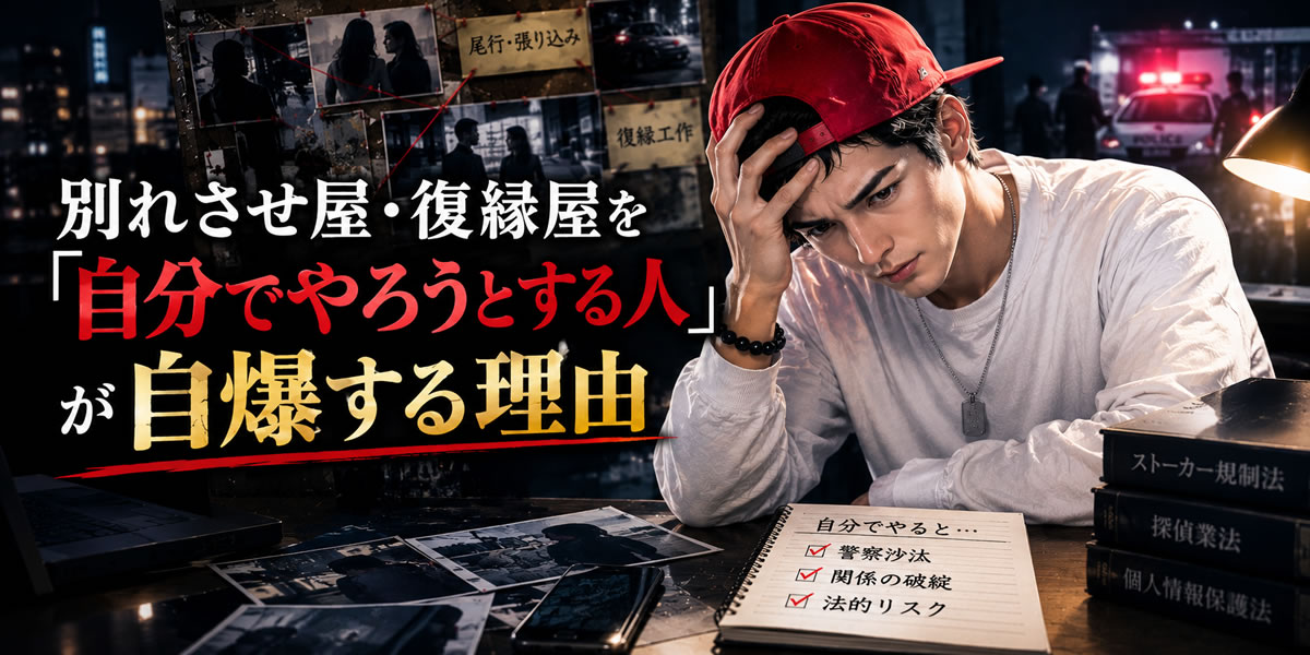 別れさせ屋・復縁屋を自分でやろうとして自爆する理由を元工作員が解説するイメージ