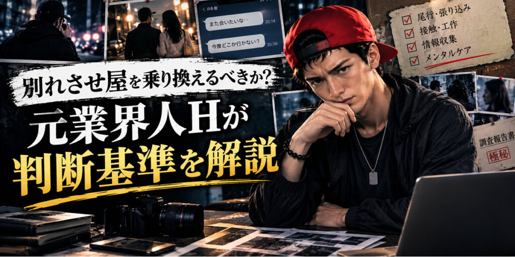 別れさせ屋の乗り換えを判断する基準を元業界人Hが解説するイメージ